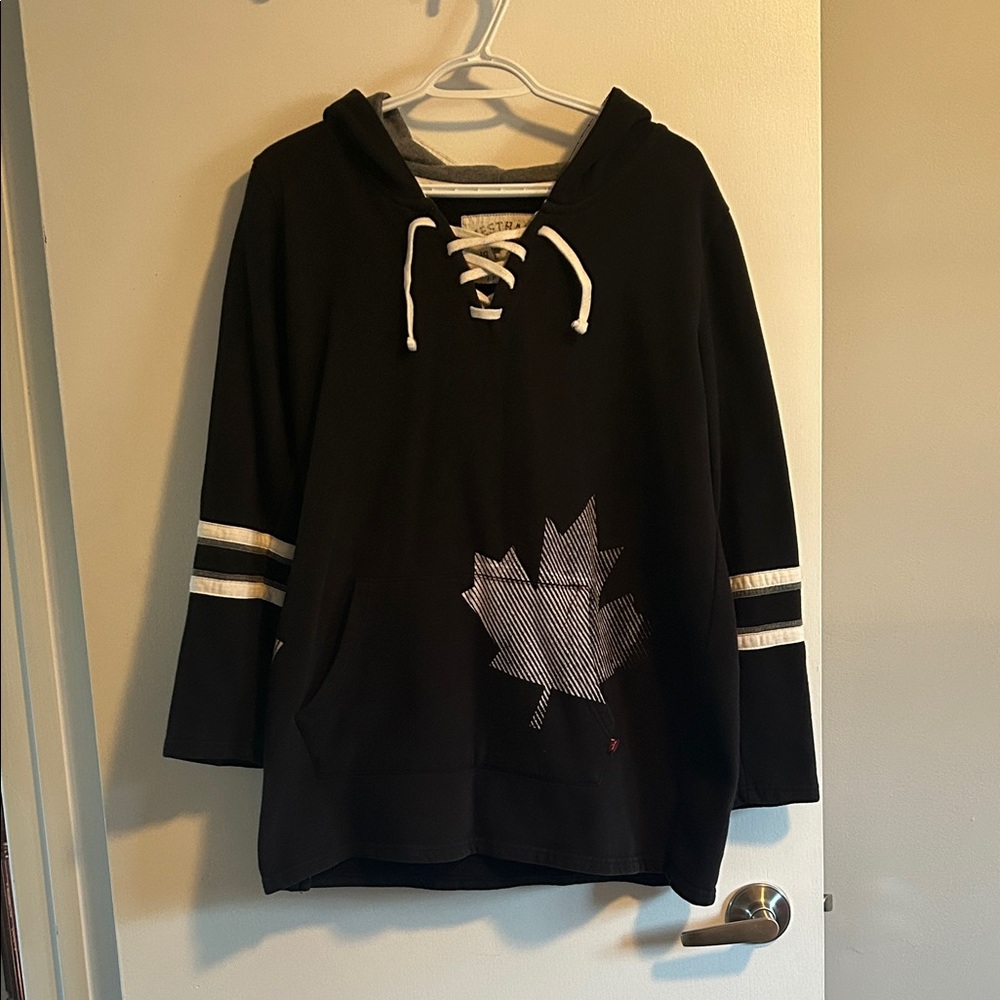 Black Hoodie with Maple Leaf Design